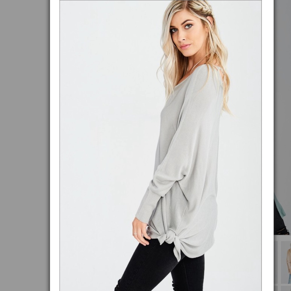 ✨LAST 2 Silver side Tie long sleeve light knit top - Picture 6 of 8